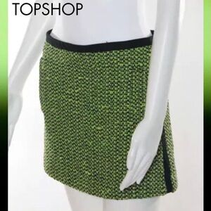 TOPSHOP Stunning Lime Green/Black Woven Skirt